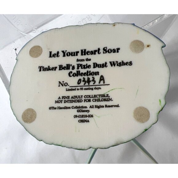 RARE Disney Tinker Bell Fairy Figurine With Butterfly Wings & "Let Your Heart So - Picture 7 of 7